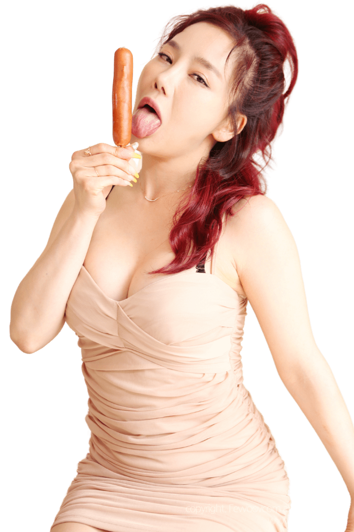 picture of lee chae dam licking hotdog